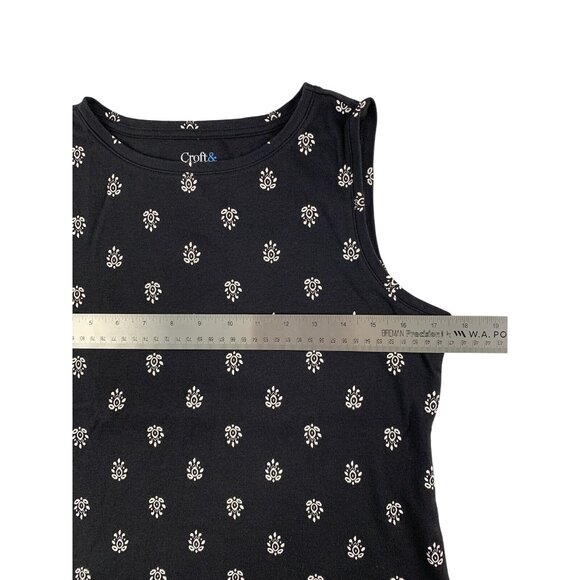 Croft & Barrow Womens Sleeveless Black Tank Top With White Floral Pattern Small - Picture 6 of 8